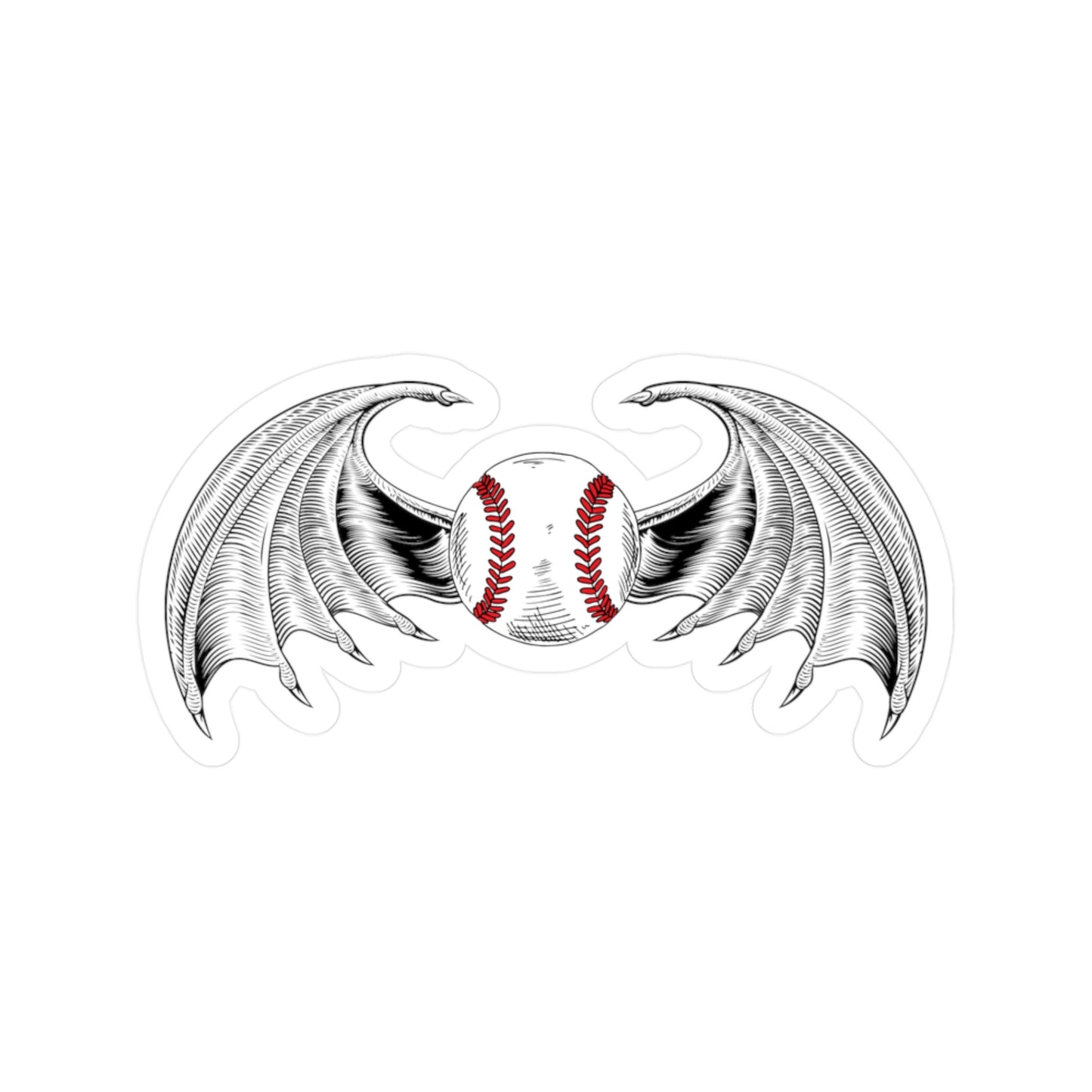 Winged Baseball Vinyl Decal - 3x4