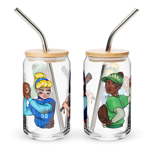 Baller Princesses Can-Shaped Glass with Lid and Straw