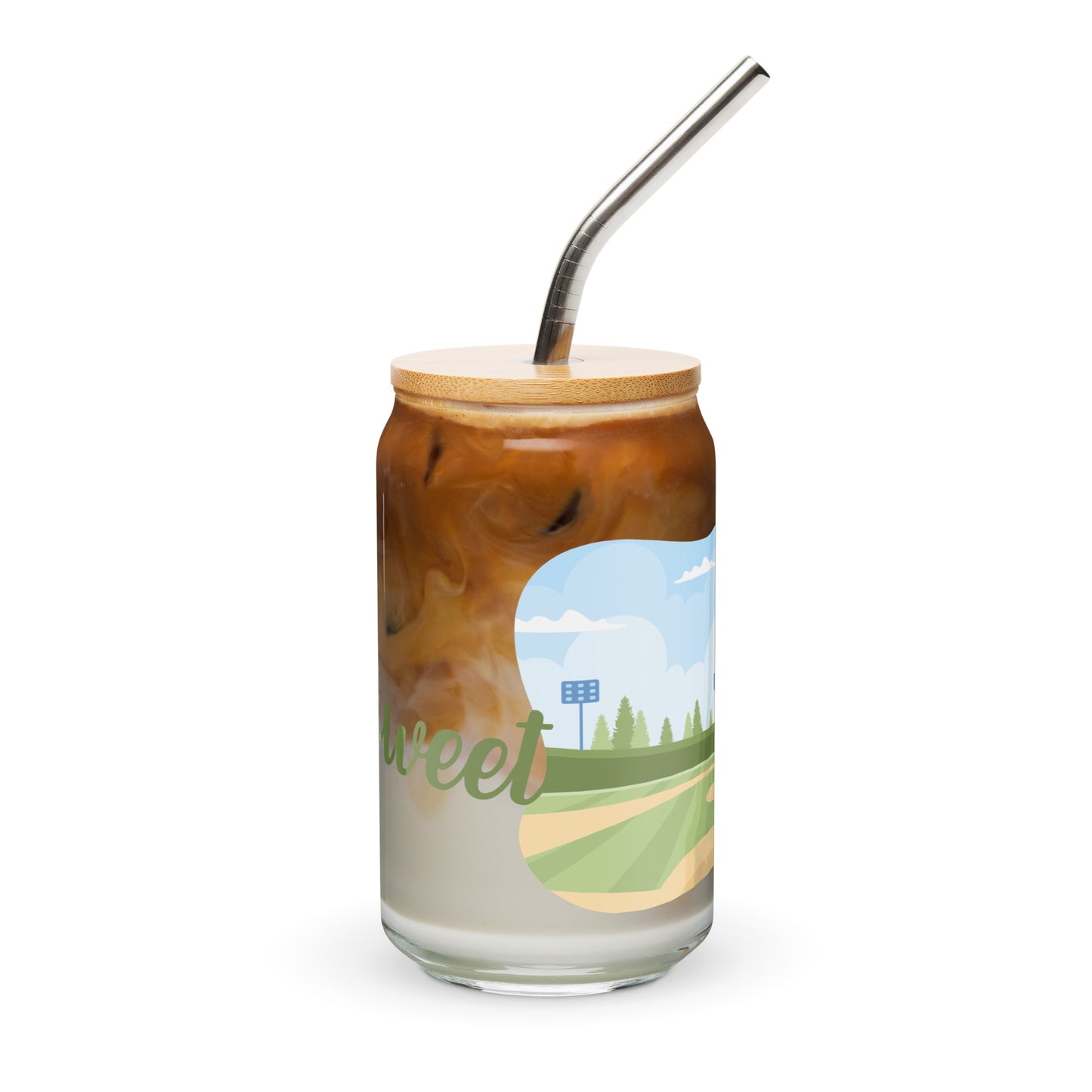 Home Sweet Home Can-Shaped Glass with Lid and Straw