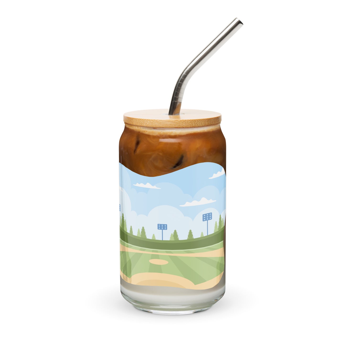 Home Sweet Home Can-Shaped Glass with Lid and Straw