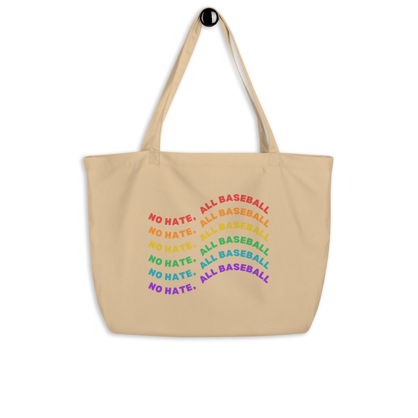 No Hate, All Baseball Large Organic Tote